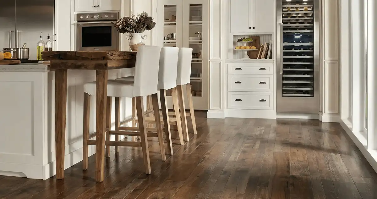 Professionally installed and refinished hardwood flooring in a residential home, showcasing smooth finish and natural wood tones in Lakewood, CO