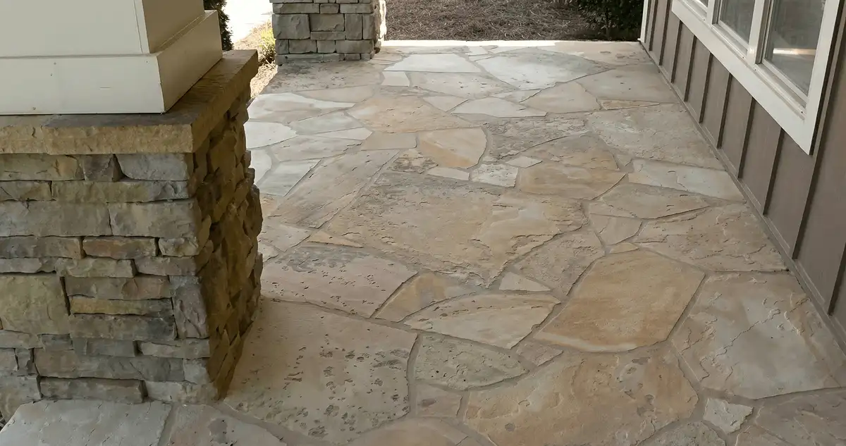 House entrance with professionally installed stone flooring in Lakewood CO