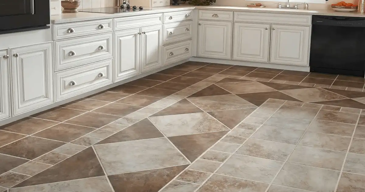 Kitchen with white cabinets and a professionally installed tile floor in Lakewood, CO
